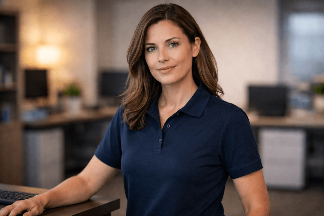 A confident CTS IT professional in a modern Arizona office environment.