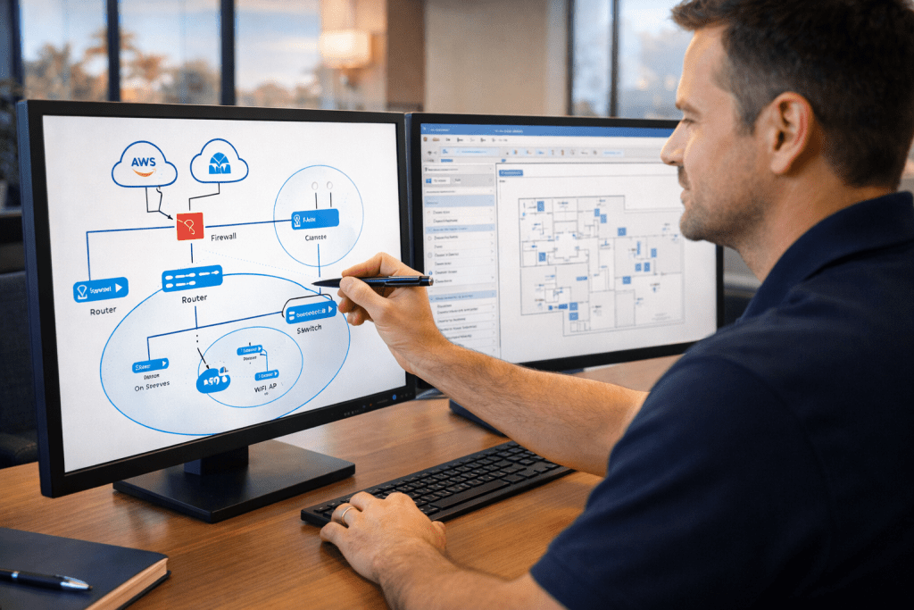 CTS network engineers designing a redundant, scalable network infrastructure for a multi-location Arizona business.